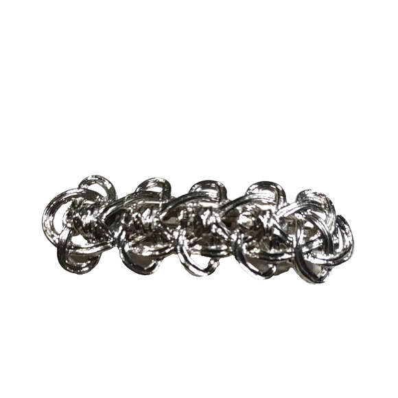 Barrette Tension Hair Clip Silver Tone Weavers Knots Sailors Beach Ocean... - Picture 1 of 5